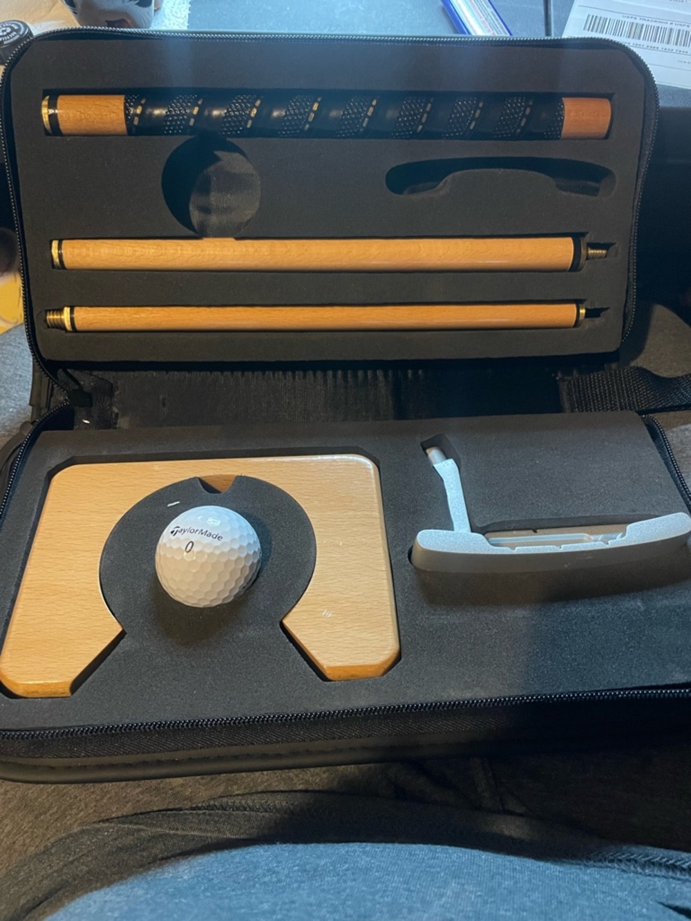 Portable Golf Putting Practice Set with Wood Accents